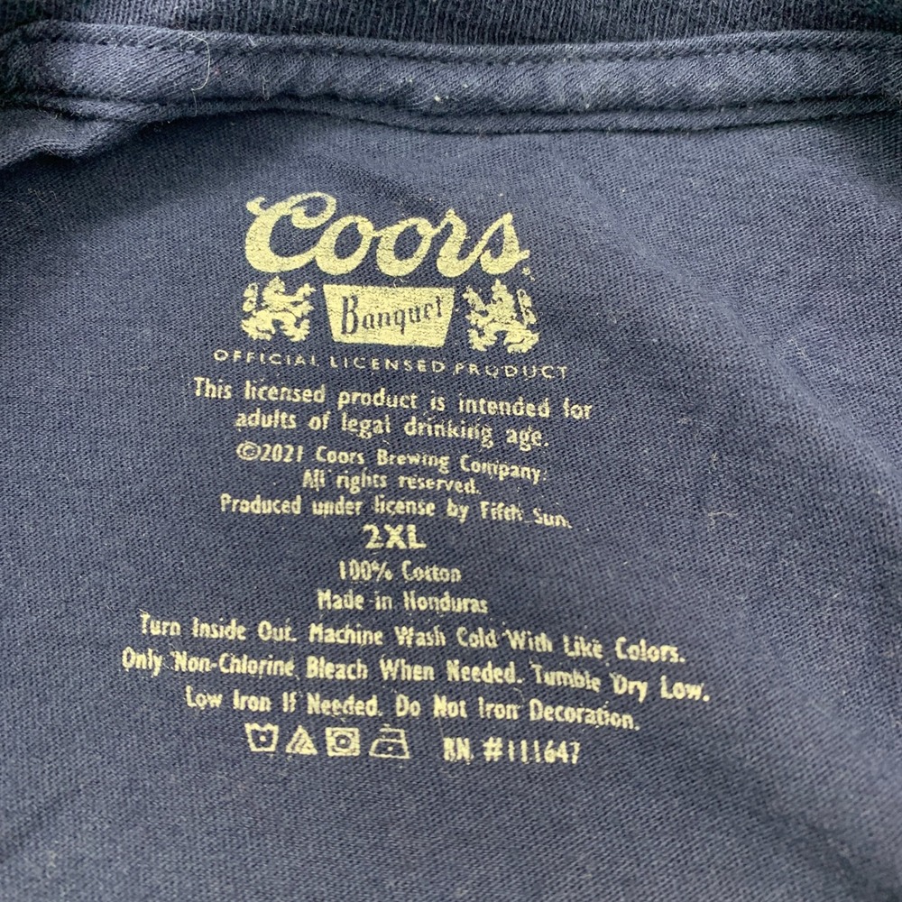 Coors Banquet Beer Vintage Design Navy Blue Cotton T-Shirt‎ 2XL - Picture 6 of 6
